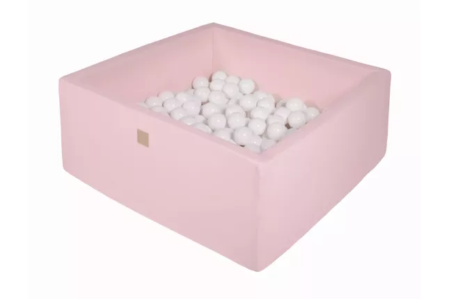 MeowBaby® Square Dry Ball Pool 7cm för baby, 90x90x40cm/200 bollar, bomull, ljusrosa