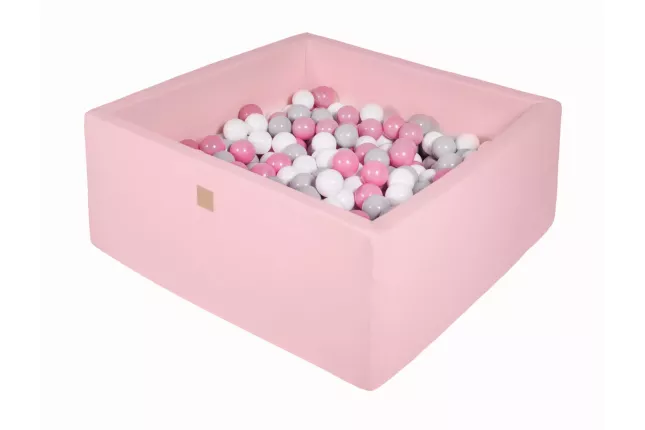 MeowBaby® Square Dry Ball Pool 7cm för baby, 90x90x40cm/200 bollar, bomull, ljusrosa