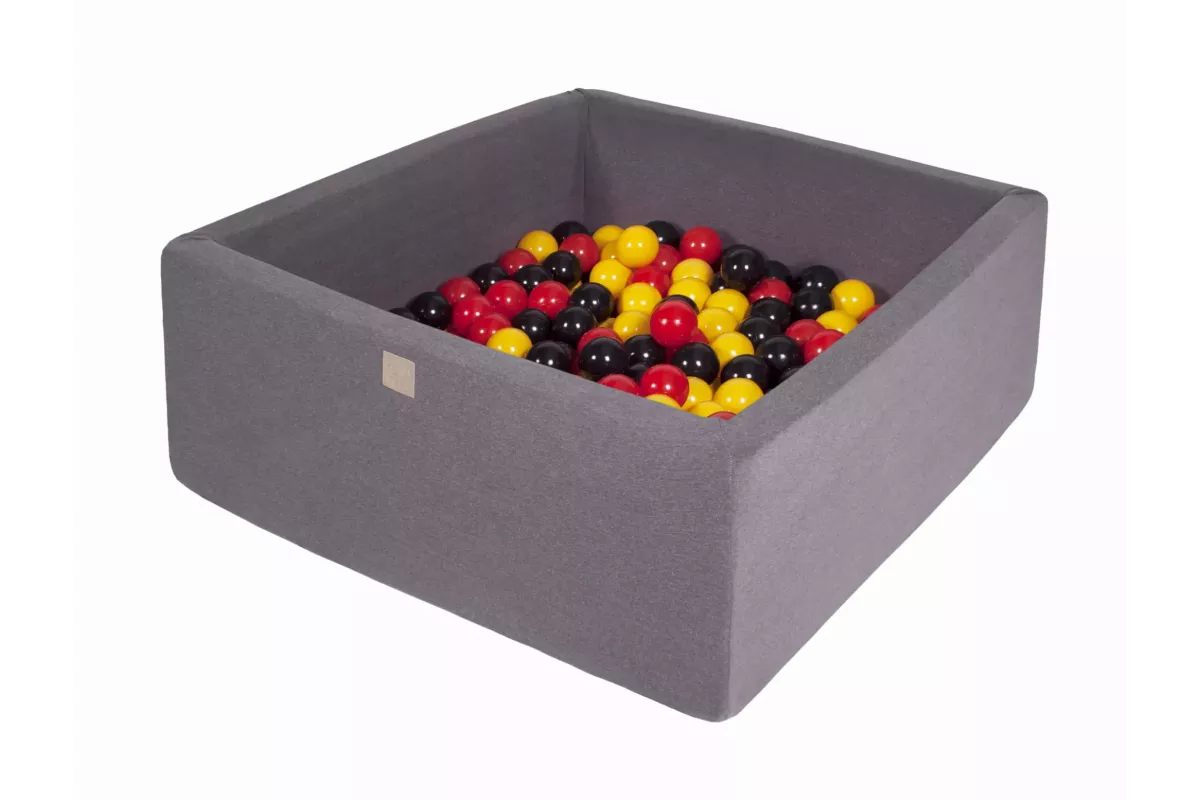 MeowBaby® 7cm Square Dry Ball Pool för baby, 110x110x40cm/400 bollar, bomull, mörkgrå